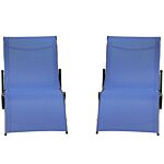 Outsunny Set Of 2 S-shaped Foldable Lounge Chair Sun Lounger Reclining Outdoor Chair For Patio Beach Garden Blue