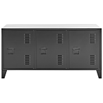 3 Door Sideboard Black Steel Adjustable Shelves Ventilation Slots Leg Caps Cable Management Tv Stand Home Office Furniture Industrial Design Beliani