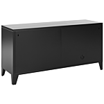 3 Door Sideboard Black Steel Adjustable Shelves Ventilation Slots Leg Caps Cable Management Tv Stand Home Office Furniture Industrial Design Beliani