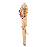 Dried Flower Bouquet Red And Yellow Natural Dried Flowers 65 Cm Wrapped In Brown Paper Natural Table Decoration Beliani