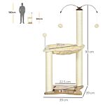 Pawhut Cat Tree For Indoor Cats Kitten Play Tower With Sisal Scratching Posts Hammock Ball Toy, Beige, 53.5x53.5x90 Cm