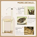 Pawhut Cat Tree For Indoor Cats Kitten Play Tower With Sisal Scratching Posts Hammock Ball Toy, Beige, 53.5x53.5x90 Cm