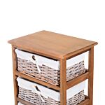 Homcom 5 Drawer Dresser Wicker Basket Storage Shelf Unit Wooden Frame Home Organisation Cabinet Bedroom Office Furniture Natural Finish