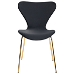 Set Of 2 Dining Chairs Black With Gold Polyester Velvet Black Metal Legs Armless Modern Design Beliani