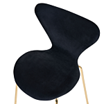 Set Of 2 Dining Chairs Black With Gold Polyester Velvet Black Metal Legs Armless Modern Design Beliani