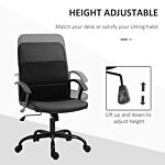 Vinsetto Pvc Leather & Mesh Panel Blend Office Chair Swivel Seat W/ Padding Ergonomic Desk Adjustable Height Tilt 5 Wheels Stylish Black