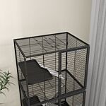 Pawhut Rolling Chinchilla Cage, Small Animal Cage For Ferrets W/ Three Doors, Storage, Shelf, Tray Tray, Bowl, Water Bottle