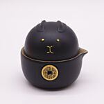 Money Cat Teapot Set - Two Cups - Travel Pack - Black