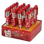 Fun Lucky Cat Maneki Neko Multi Colour Pen (6 Colours)