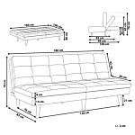 Sofa Bed Grey 3-seater Quilted Upholstery Click Clack Split Back Metal Legs Beliani