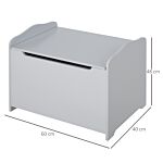 Homcom Wooden Kids Children Toy Storage Organizer Chest Safety Hinge Play Room Furniture Grey 60 X 40 X 48 Cm