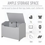 Homcom Wooden Kids Children Toy Storage Organizer Chest Safety Hinge Play Room Furniture Grey 60 X 40 X 48 Cm