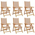 Vidaxl Reclining Garden Chairs 6 Pcs Taupe Fabric And Solid Wood