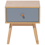 Bedside Table Nightstand Light Wood With Grey 1 Drawer Manufactured Wood Scandinavian Design Beliani