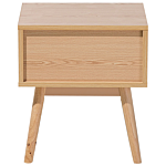 Bedside Table Nightstand Light Wood With Grey 1 Drawer Manufactured Wood Scandinavian Design Beliani