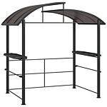 Outsunny 2.4 X 1.5m Outdoor Grill Gazebo With Side Shelves, Pc Board Roof, Dark Grey