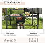 Outsunny 2.4 X 1.5m Outdoor Grill Gazebo With Side Shelves, Pc Board Roof, Dark Grey