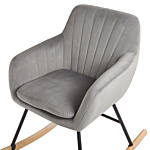 Rocking Chair Grey Velvet Metal Legs Wooden Skates Modern Beliani