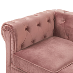 Chesterfield Sofa Pink Velvet Fabric Upholstery Black Legs 3 Seater Beliani