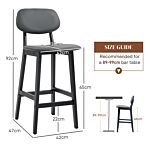 Homcom Bar Stools Set Of 2, Modern Breakfast Bar Chairs, Faux Leather Upholstered Kitchen Stools With Backs And Wood Legs, Dark Grey