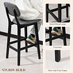 Homcom Bar Stools Set Of 2, Modern Breakfast Bar Chairs, Faux Leather Upholstered Kitchen Stools With Backs And Wood Legs, Dark Grey