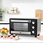 Homcom Convection Mini Oven, 16l Countertop Electric Grill, Toaster Oven With Adjustable Temperature, 60 Min Timer, Crumb Tray, Wire Rack, 1400w