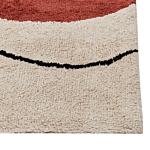 Area Rug Cotton Beige And Red 140 X 200 Cm Abstract Pattern Low Pile Modern Beliani