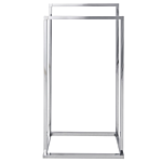 Towel Stand Glossy Silver Steel 2 Rails Bathroom Accessories Standing Towel Storage Rack Modern Design Beliani