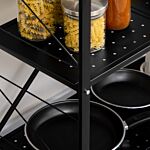 Homcom 3-tier Storage Trolley Cart, Foldable Rolling Cart For Kitchen, Living Room And Bathroom, 68 X 34.5 X 85.5 Cm, Black