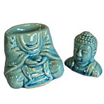 Sitting Buddha Oil Burner - Blue