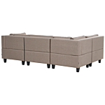 Modular Sofa Brown Fabric Upholstered U-shaped 5 Seater With Ottoman Cushioned Backrest Modern Living Room Couch Beliani