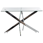 Dining Table Silver Tempered Glass Top Rectangular 120 X 70 Cm 4 Person Capacity Modern Design Beliani