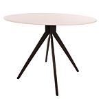 Aspen Round Dining Table, White Painted Top With Black Pedestal Leg Frame