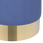 Footstool Blue Velvet Round Dressing Pouffe Glam Stool With Gold Beliani