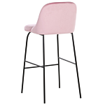 Set Of 2 Bar Stool Pink Velvet Upholstery Black Metal Legs Industrial Beliani