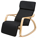 Rocking Chair Black Fabric Birch Wood With Adjustable Footrest Beliani