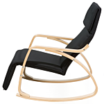 Rocking Chair Black Fabric Birch Wood With Adjustable Footrest Beliani