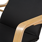 Rocking Chair Black Fabric Birch Wood With Adjustable Footrest Beliani