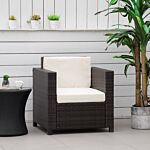 Outsunny 1 Seater Rattan Garden All-weather Wicker Weave Single Sofa Armchair With Fire Resistant Cushion - Brown