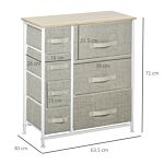 Homcom Vertical 7 Linen Drawers Cabinet Organizer Storage Dresser Tower With Metal Frame Adjustable Feet For Living Room, Bathroom, Kitchen
