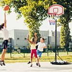 Homcom Portable Basketball Stand 175-215cm Adjustable Height Sturdy Rim Hoop W/ Large Wheels Stable Base Net Free Standing