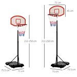 Homcom Portable Basketball Stand 175-215cm Adjustable Height Sturdy Rim Hoop W/ Large Wheels Stable Base Net Free Standing