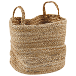 Set Of 2 Jute Storage Baskets Laundry Bins Natural Beliani