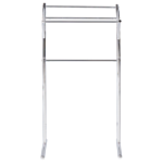 Towel Stand Silver Steel Glossy 3 Rails Standing Towel Rack Modern Bathroom Accessories Beliani