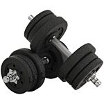 Homcom 25kg Adjustable Weights Dumbbells Set, Dumbbell Hand Weights For Home Office Gym Body Fitness Lifting Training, Black