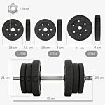 Homcom 25kg Adjustable Weights Dumbbells Set, Dumbbell Hand Weights For Home Office Gym Body Fitness Lifting Training, Black