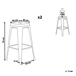 Set Of 2 Bar Stools Greysteel 76 Cm Stackable Counter Height Industrial Beliani