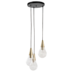 Pendant Lamp Brass Transparent Glass Golden Metal Elements 3 Lights Modern Beliani