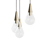 Pendant Lamp Brass Transparent Glass Golden Metal Elements 3 Lights Modern Beliani