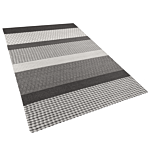 Area Rug Grey 140 X 200 Cm Wool Living Room Home Office Patches Beliani